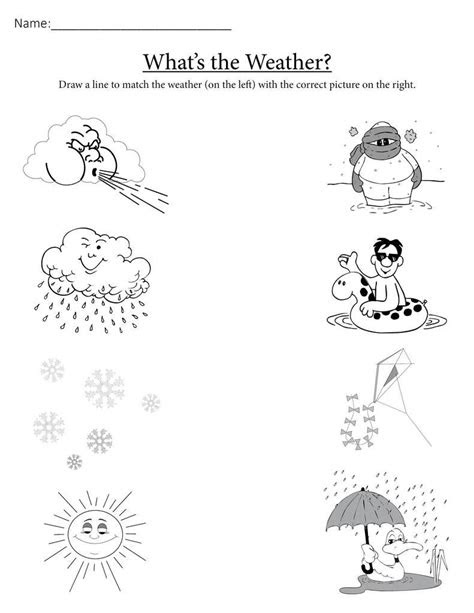 Weather printables for preschool free. whats the weather printable matching worksheet weather worksheets