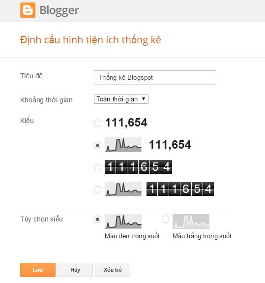 Thay đổi giao diện tiện ích thống kê cho blogspot