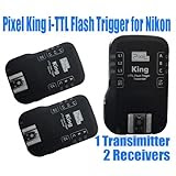 PIXEL King Wireless Radio i-TTL Flash Trigger for Nikon DSLRs and Flashes, 1 x Transmitter and 2 x Receiver Kit