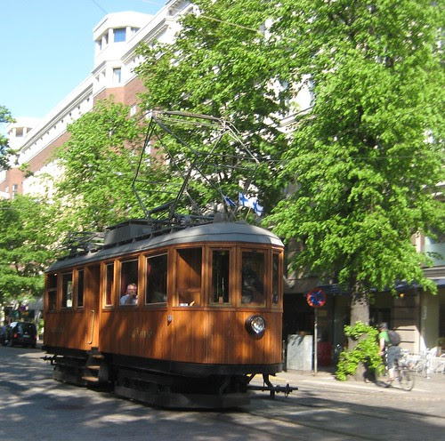 Old tram in Bulevardi, Helsinki