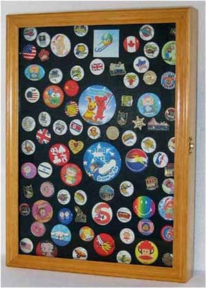 Sports Medal and Disney Lapel Pin Display Case Shadow box, Oak Finish (PC01-OA)