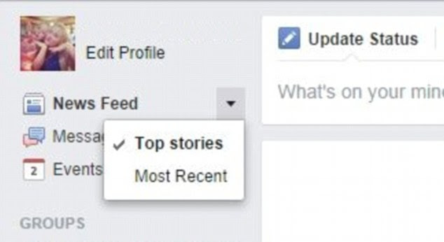 It works in a similar way to Facebook's Top stories news feed feature, which ranks status updates in terms of importance, instead of in chronological order (pictured). The Facebook tool has previously angered some users who believe they should be able to choose how stories appear