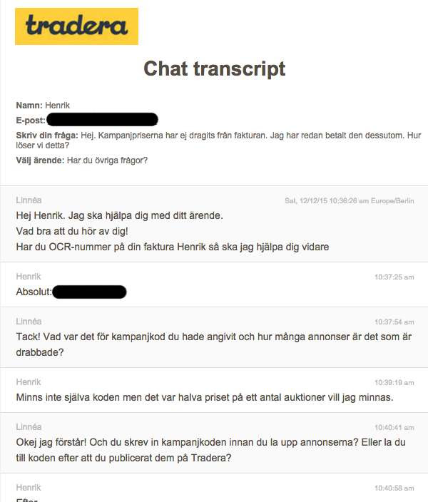 Tradera tekniska problem