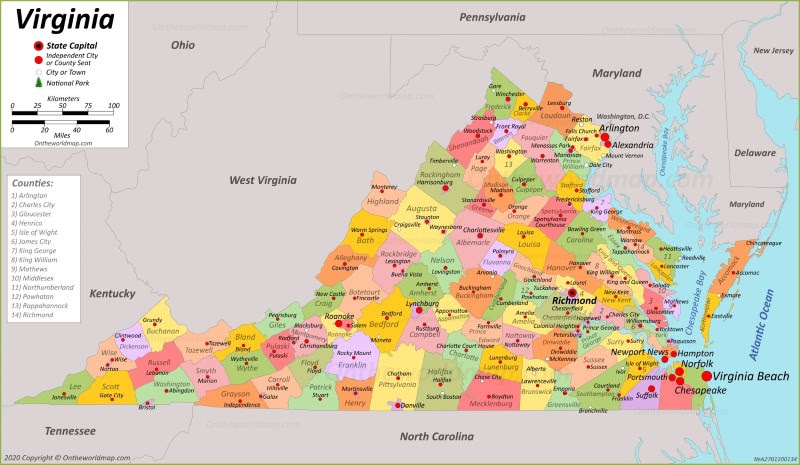 Virginia Map Of Cities Virginia State Maps | USA | Maps of Virginia (VA)