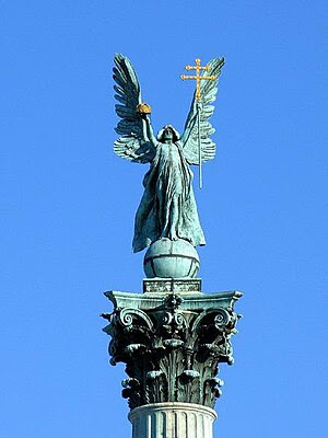 Statue of Archangel Gabriel in Budapest