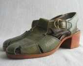 Vintage Avocado Buckle Sandals