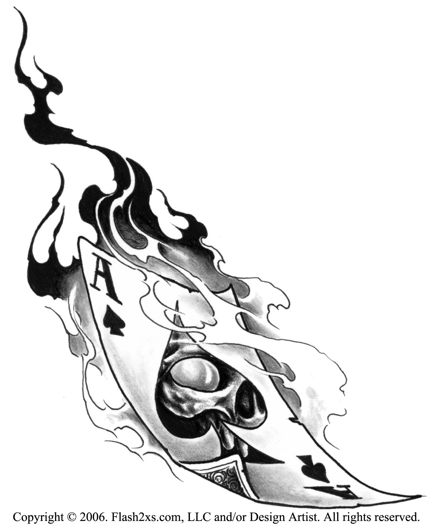 burning ace tattoo design