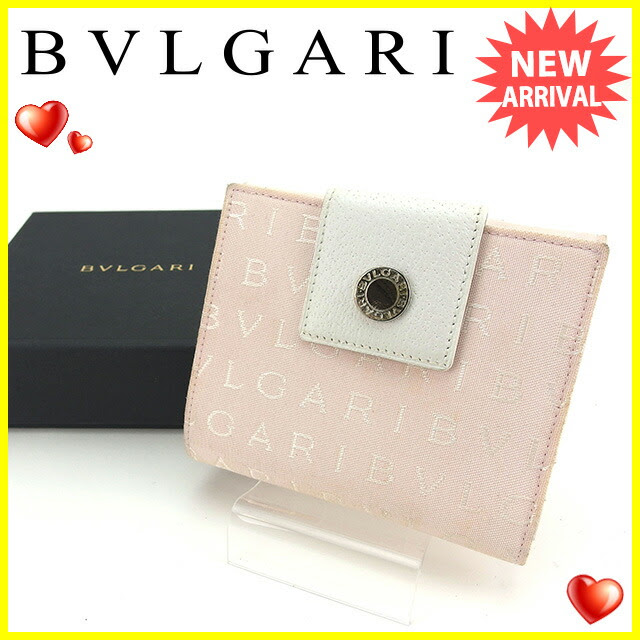 Wホック財布 二つ折り財布 Bvlgari キャンバス レザー レディース ブローチ 人気 ライトピンク ホワイト シルバー コーチ ブルガリ メンズ ロゴマニア Y5324 ブランドデポ Tokyo ポイント10倍 ブランド バック 財布 プレゼント ギフト 財布 ホック あすつく