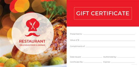 The first step in creating a printable award certificate is choosing the right template. printable restaurant gift certificate template business with