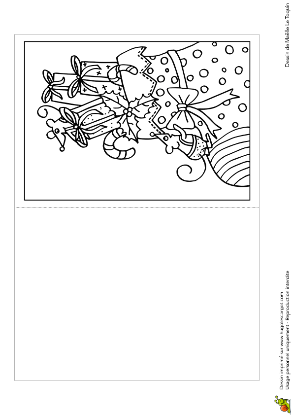 Coloriage carte chaussette de noël