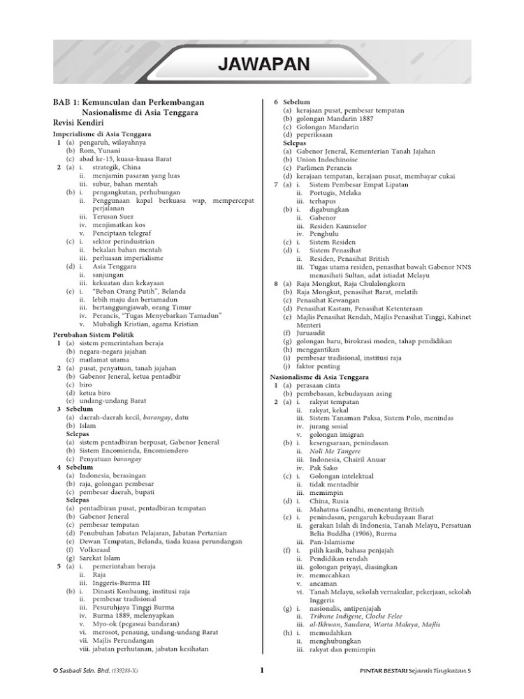 Sejarah Tingkatan 4 Bab 5 Mrsm Kepala Batas