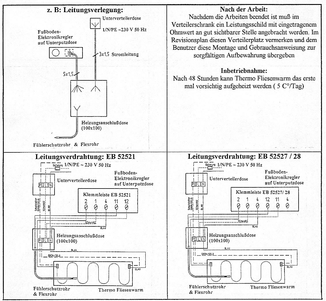 Elektrische Fussbodenheizung Schaltplan