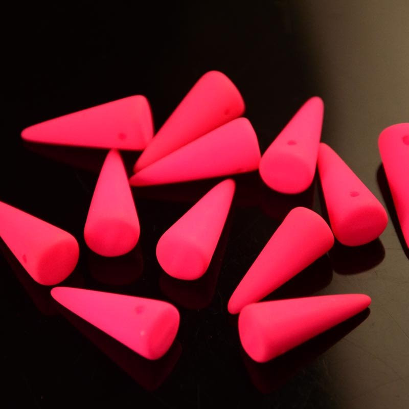 s36424 Glass Beads - 17 mm Spikes - Neon Pink (1)