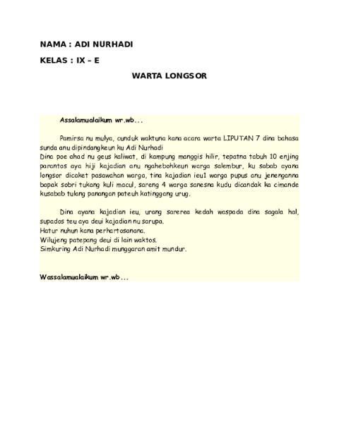 contoh teks warta dalam bahasa sunda