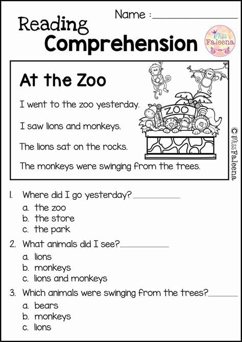  worksheet kindergarten reading comprehension in 2020 reading