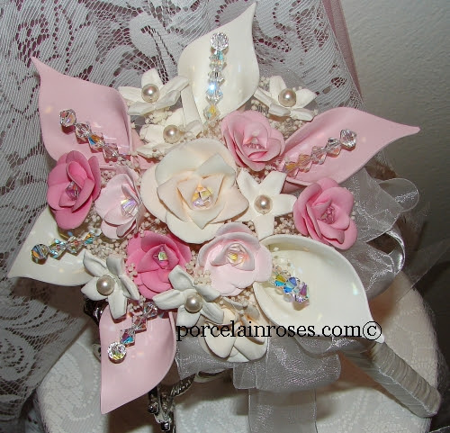 Pink and white wedding bouquet. Tiger Lily Wedding Bouquet