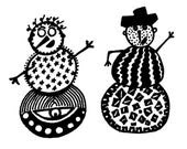 Snowpeople cards, set of 10 - karmabee