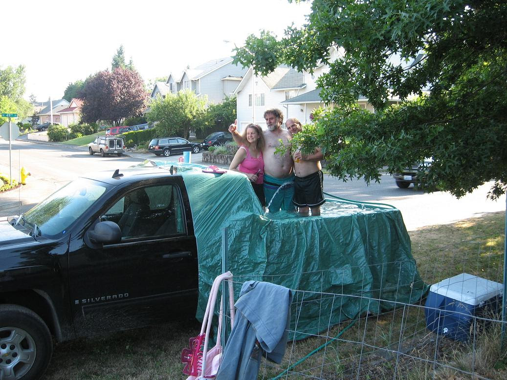 10 - You turn the back of your truck into a swimming pool
