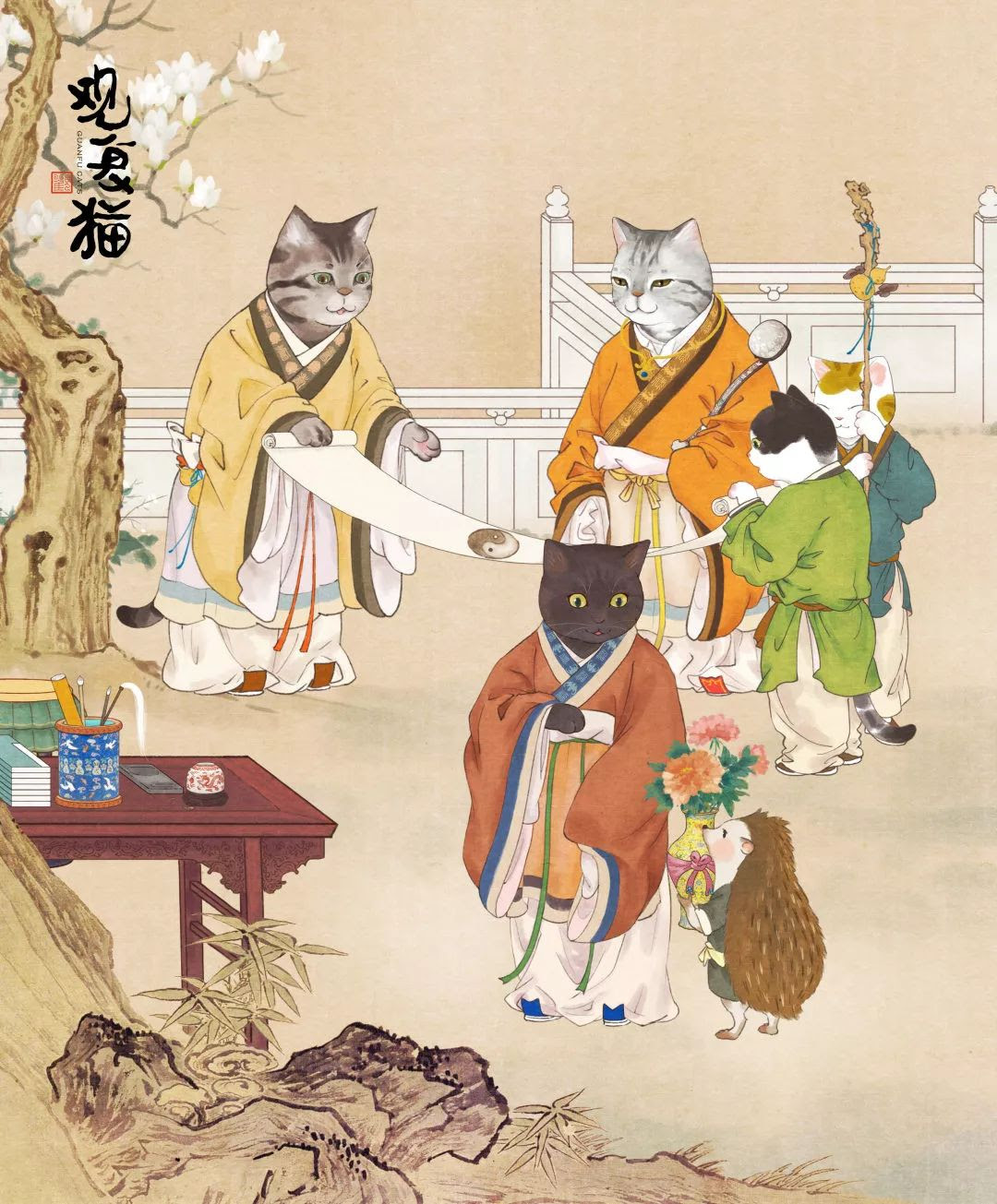 观复猫钻进古画说文化之 福禄寿人物图 观复博物馆