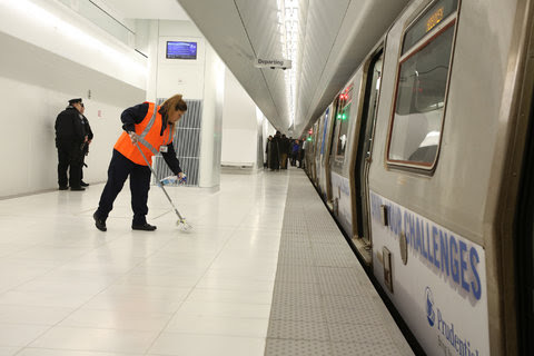 The first PATH station platform at the developing World Trade Center hub, for riders to Hoboken, N.J., opened on Tuesday.