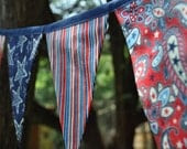 Red, White & Blue Patriotic fabric pennant banner bunting, 4th of July decoration, photo prop