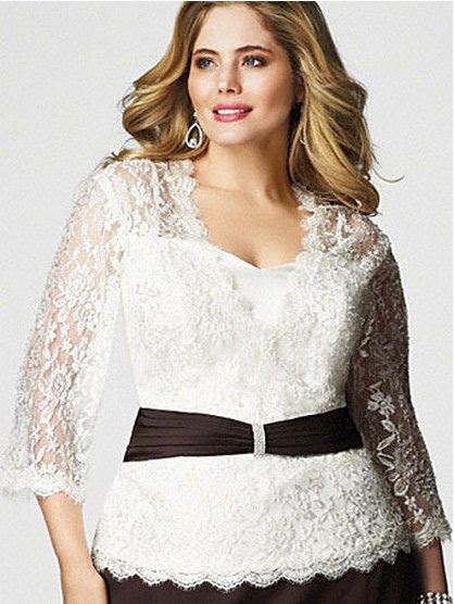 plus size two peice wedding dress