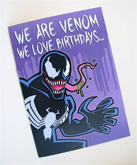  venom birthday card professional quality marvel comics etsy