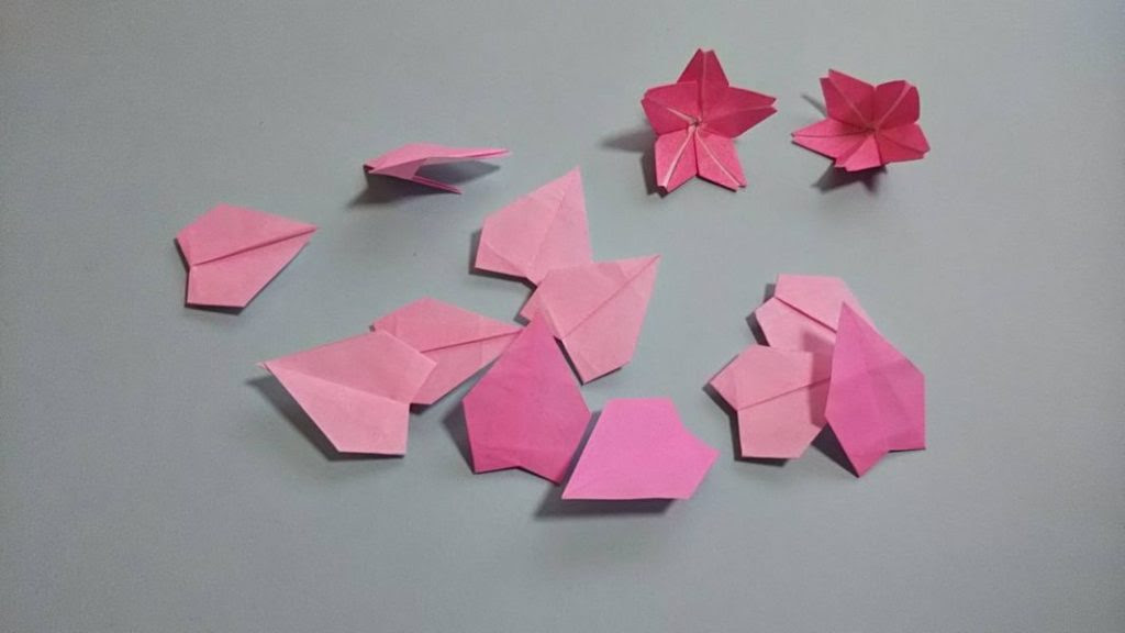 桜の花びら折り紙の折り方 切らずに作れる 簡単可愛い春にピッタリ ちょちょいの工作部屋