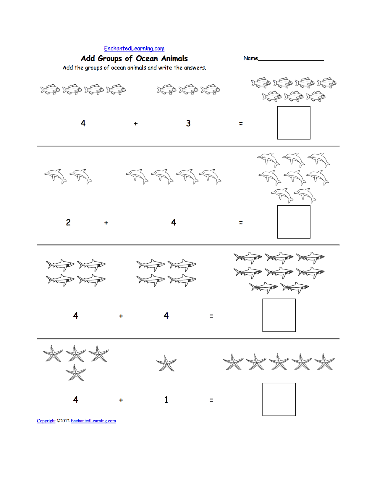 Animal themed math worksheets volume