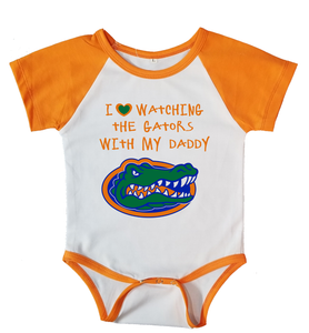 Baby Toddler Clothing Florida Gators I Love Watching With Daddy Baby Short Sleeve Bodysuit Unisex Clothing Newborn 5t