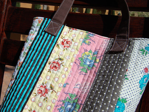 reversible quilted tote bag