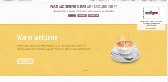 Parallax Content Slider CSS3 jQuery