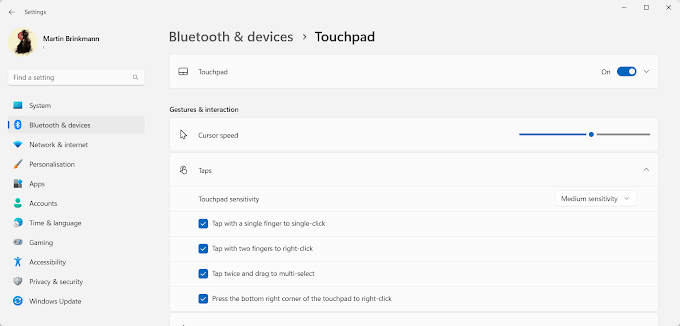 How to customize the touchpad on Windows 11