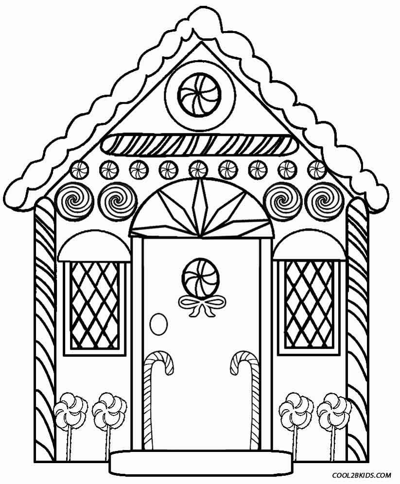 Gingerbread house coloring pages to download and print for ...