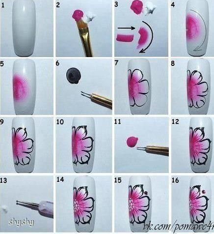 tutoriel fleur rose, one stroke NailartAngel tutoriel fleur rose, one stroke NailartAngel