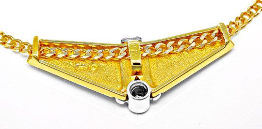 Foto 4, Neu! Brillant-Solitär-Kollier Bicolor 14K massiv Luxus!, S8597