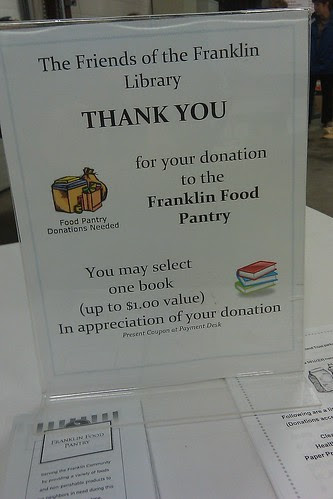 Book sale: Franklin Food Pantry donation earns a coupon for books