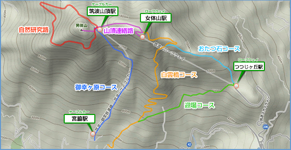 筑波山登山コース 筑波山ケーブルカー ロープウェイ