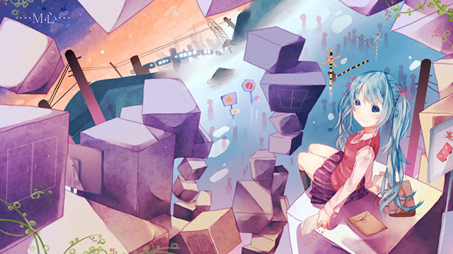 初音ミク ファンタジーなデザインの高画質イラスト ボカロ壁紙