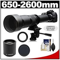 Rokinon 650-1300mm f/8-16 Telephoto Zoom Lens with 2x Teleconverter for Sony Alpha DSLR SLT-A35, A37, A55, A57, A65, A77 Digital SLR Cameras