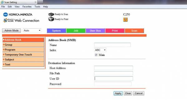 Konica Minolta Bizhub scanner setup problem | MyBroadband