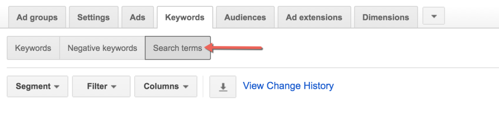 adwords search terms report