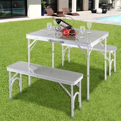 aluminum portable folding picnic table benches choice products