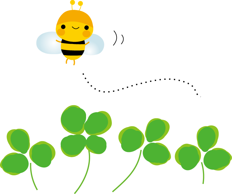 クローバーとみつばちのイラスト 無料イラスト フリー素材