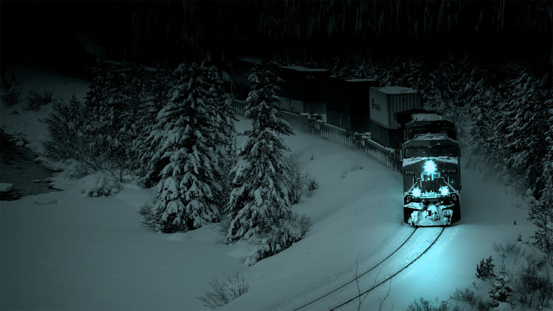 A Train On A Cold Winter Night Pics