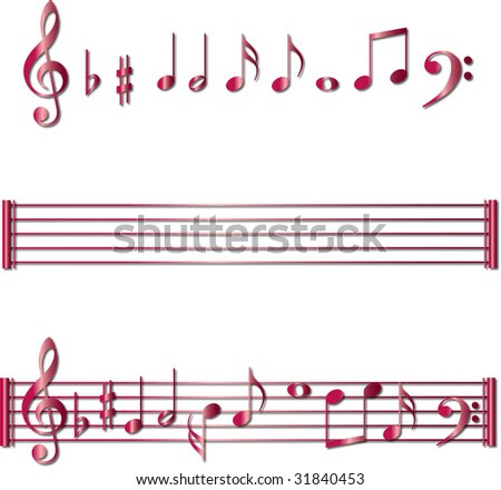 music notes. stock vector : Red music notes