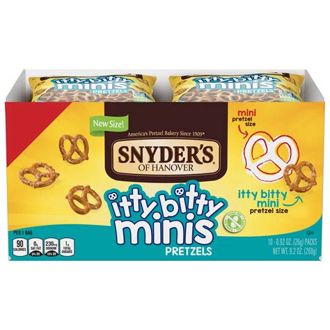 Even though they are half the size of your favorite mini pretzels, itty bitty minis still have all the goodness you expect from a pretzel and are the . Snyder's of Hanover Itty Bitty Minis Pretzels, Individual
