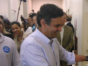 Aécio Neves participou de ato de campanha no Rio de Janeiro (Foto: Janaína Carvalho/ G1 RJ)
