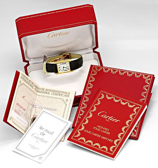 Original-Foto 6, CARTIER TANK LOUIS CARTIER DAMEN 18K GOLD FALTSCHLIESSE, U2067