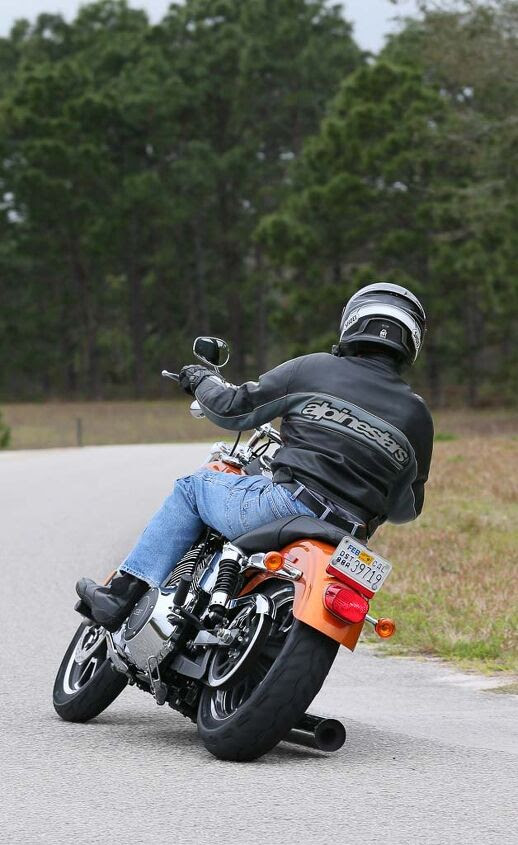 Cornering clearance is about average for a cruiser, but the muffler touches down shortly after the peg.